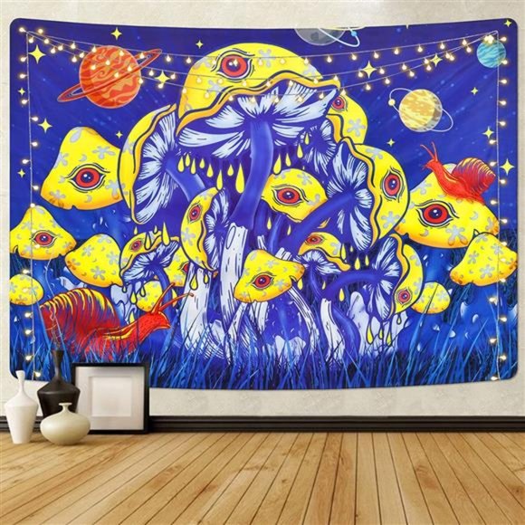 Trippy Mushroom Tapestry Planet and Stars Tapestries Snail Tapestry Fantasy
